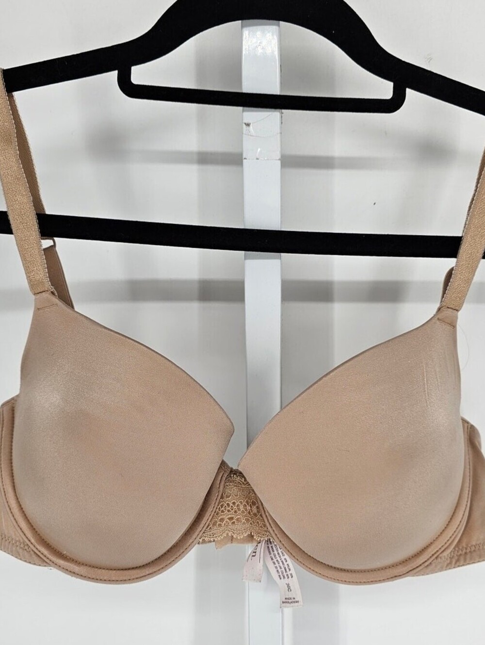 Auden Womens Sz 36C Classic Lightly Lined T Shirt Bra Solid Beige